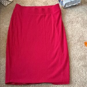 Bar III Fuchsia Hot Pink Midi skirt Ribbed Knit High Waist Size M